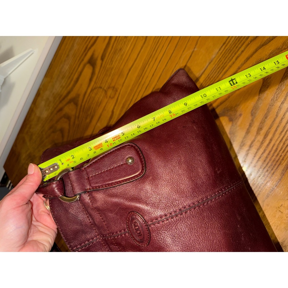 Tods Burgundy Leather Satchel Handbag Made in Italy Oxblood‎ Tote Bag - Picture 9 of 14